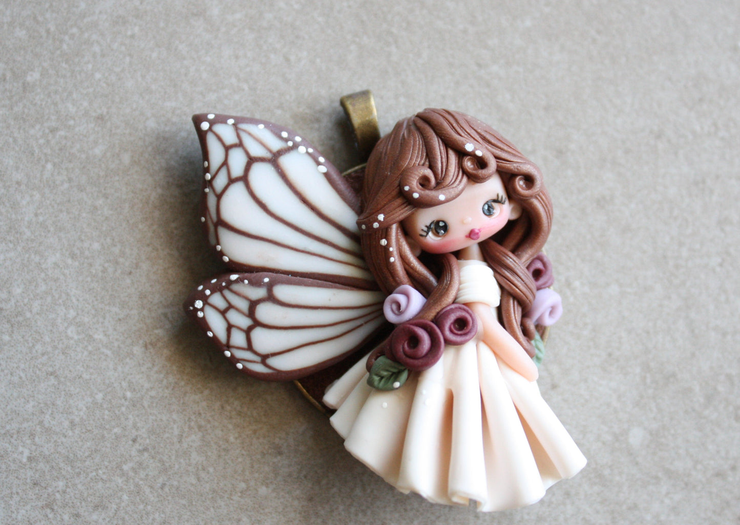 Fairy Rossella - Handmade Polymer Clay Fairy Pendant