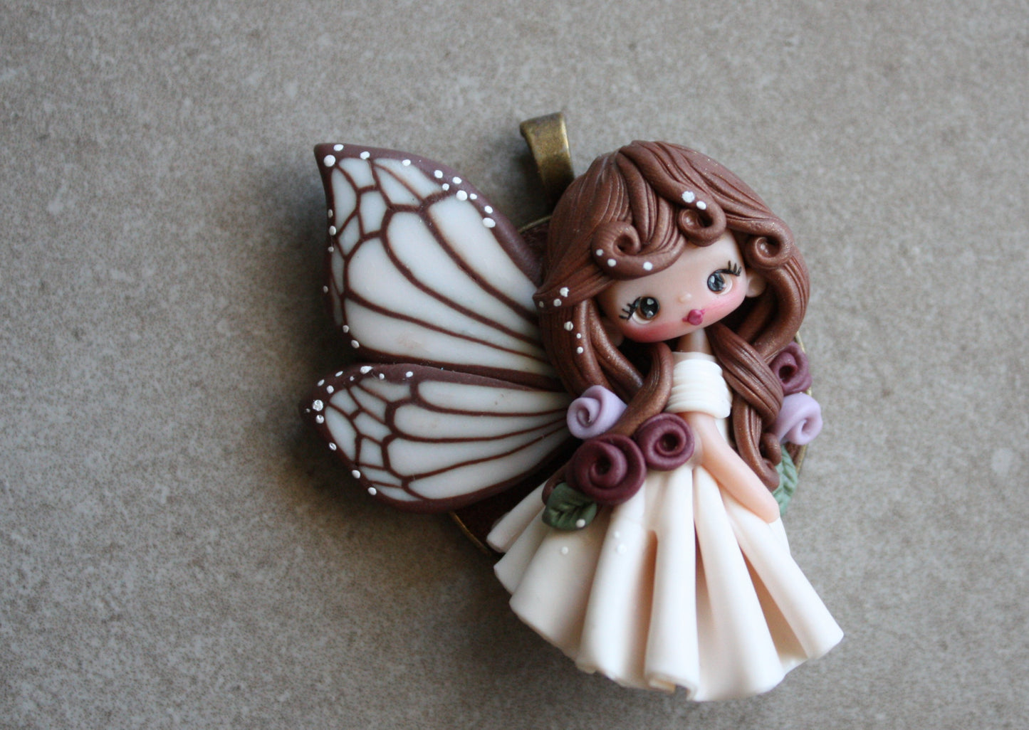 Fairy Rossella - Handmade Polymer Clay Fairy Pendant