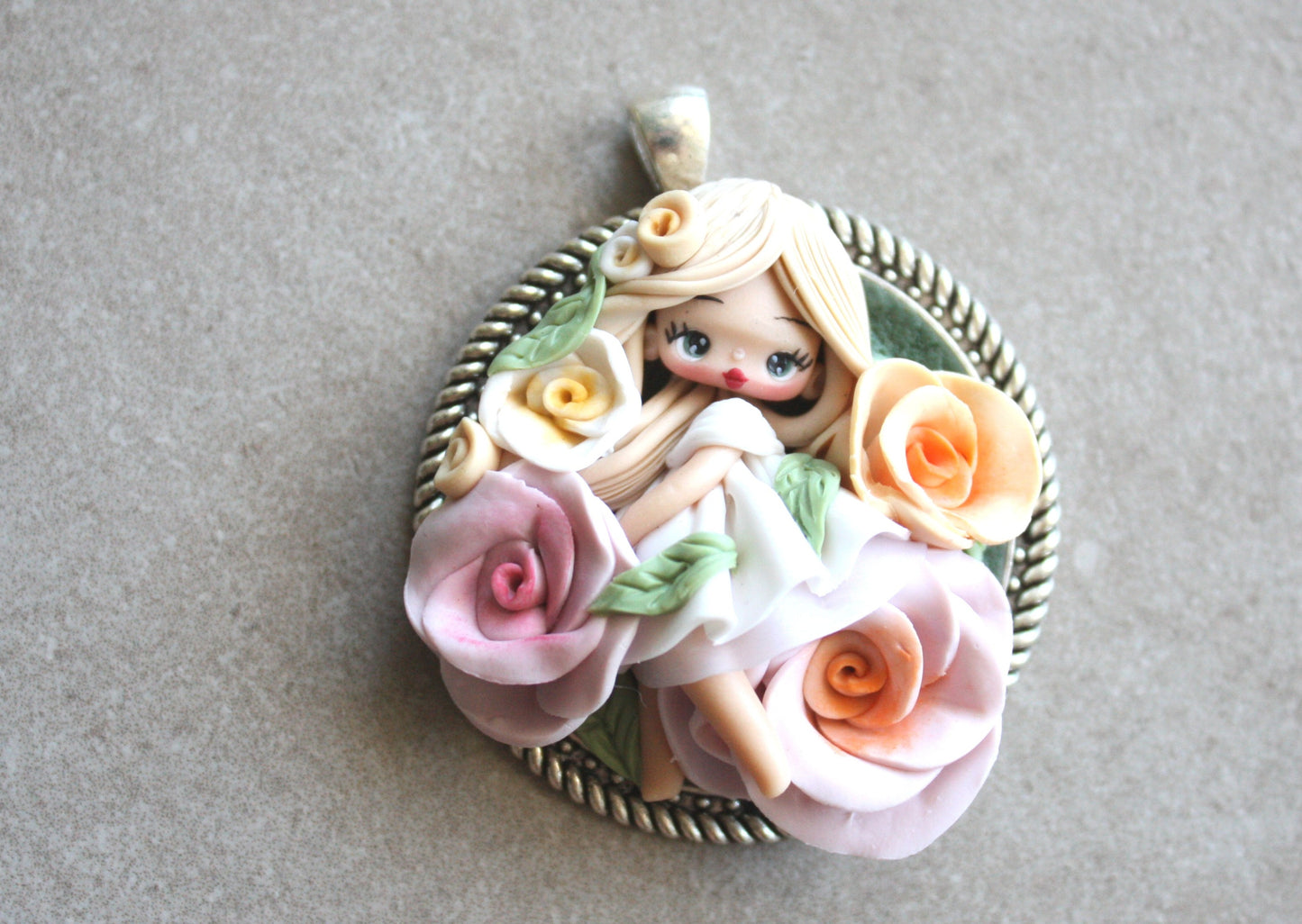 Fairy Mara - Handmade Polymer Clay Fairy Pendant