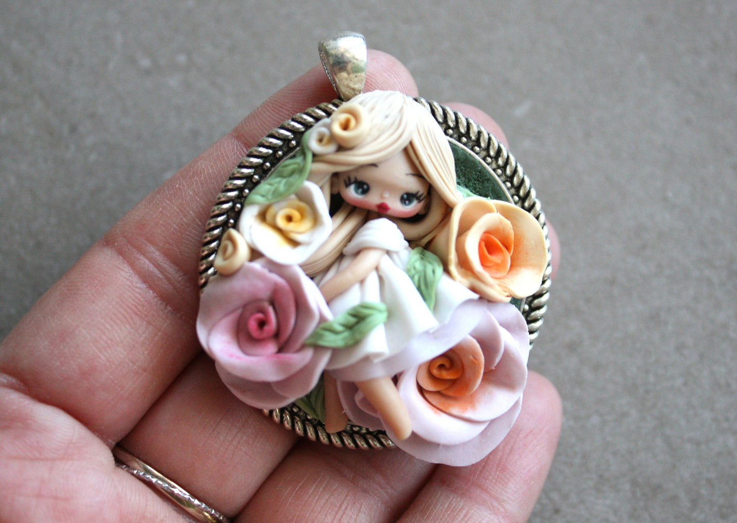 Fairy Mara - Handmade Polymer Clay Fairy Pendant