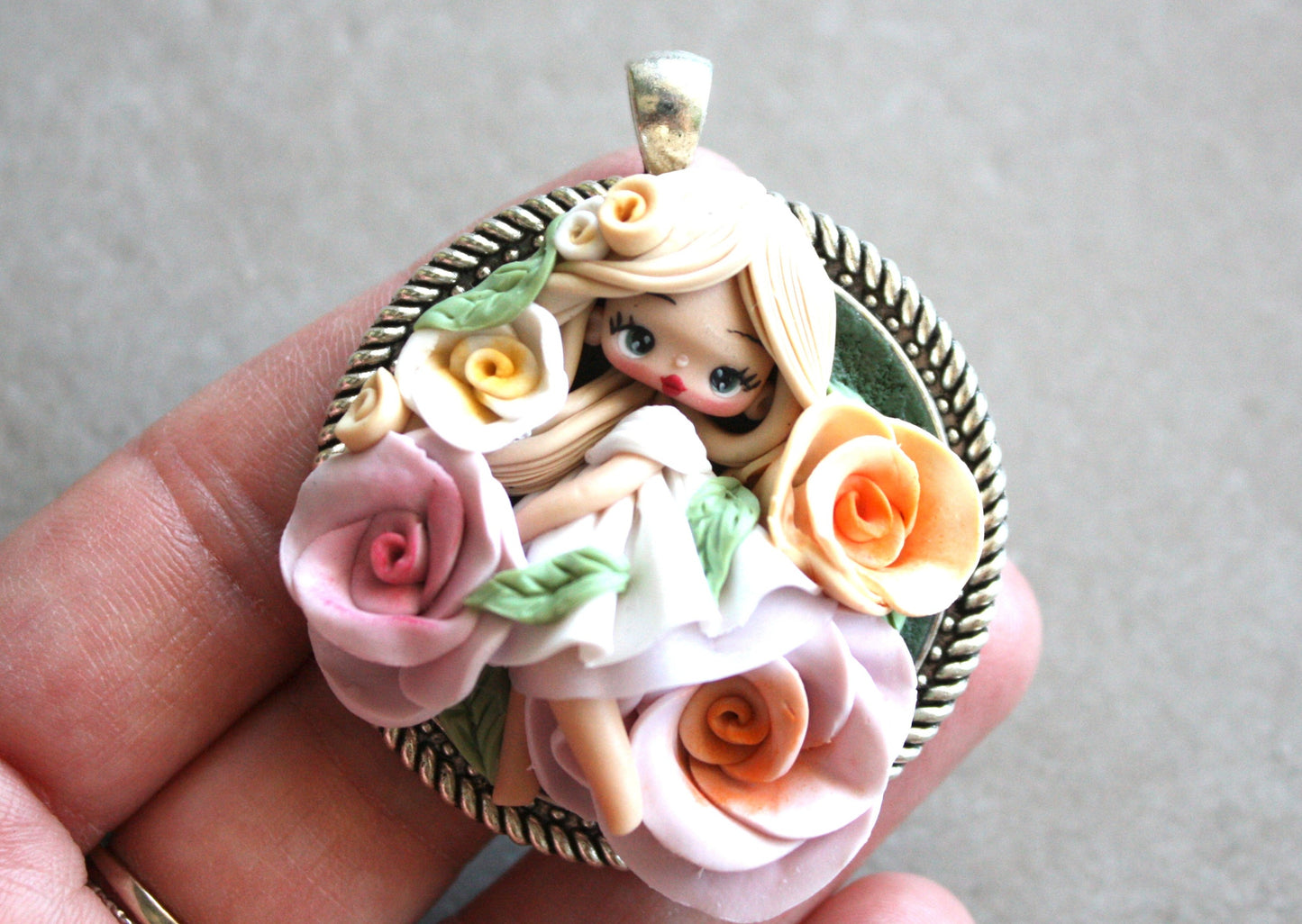 Fairy Mara - Handmade Polymer Clay Fairy Pendant