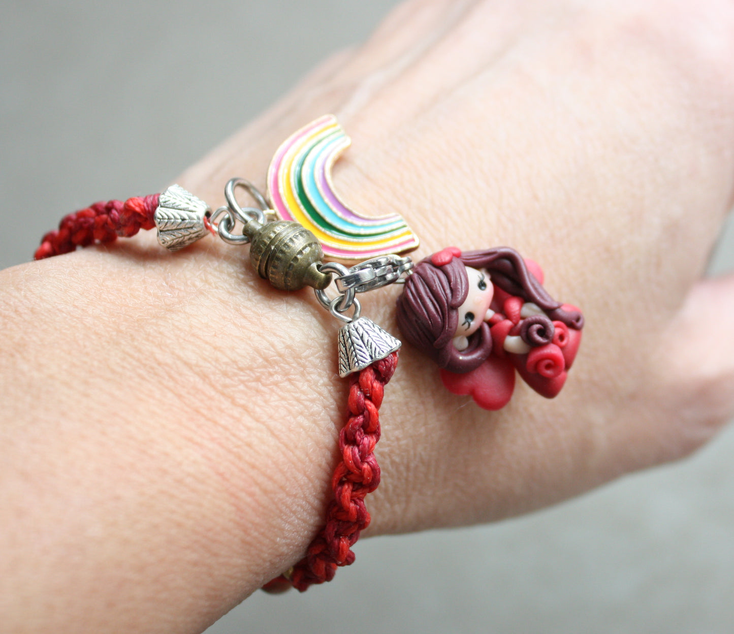 Rainbow Collection-macramè bracelet-red