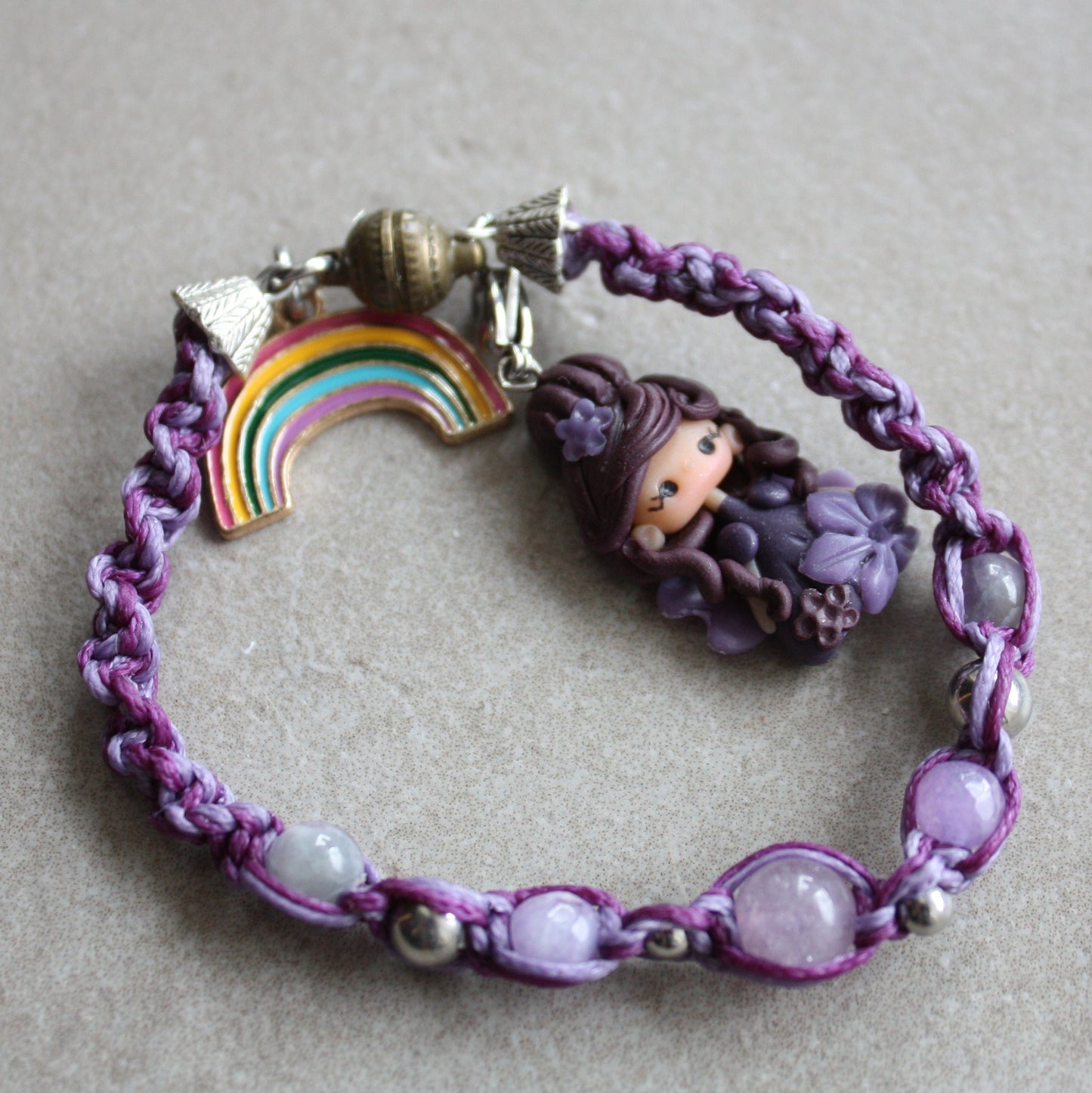 Rainbow Collection- bracciale macramè-viola