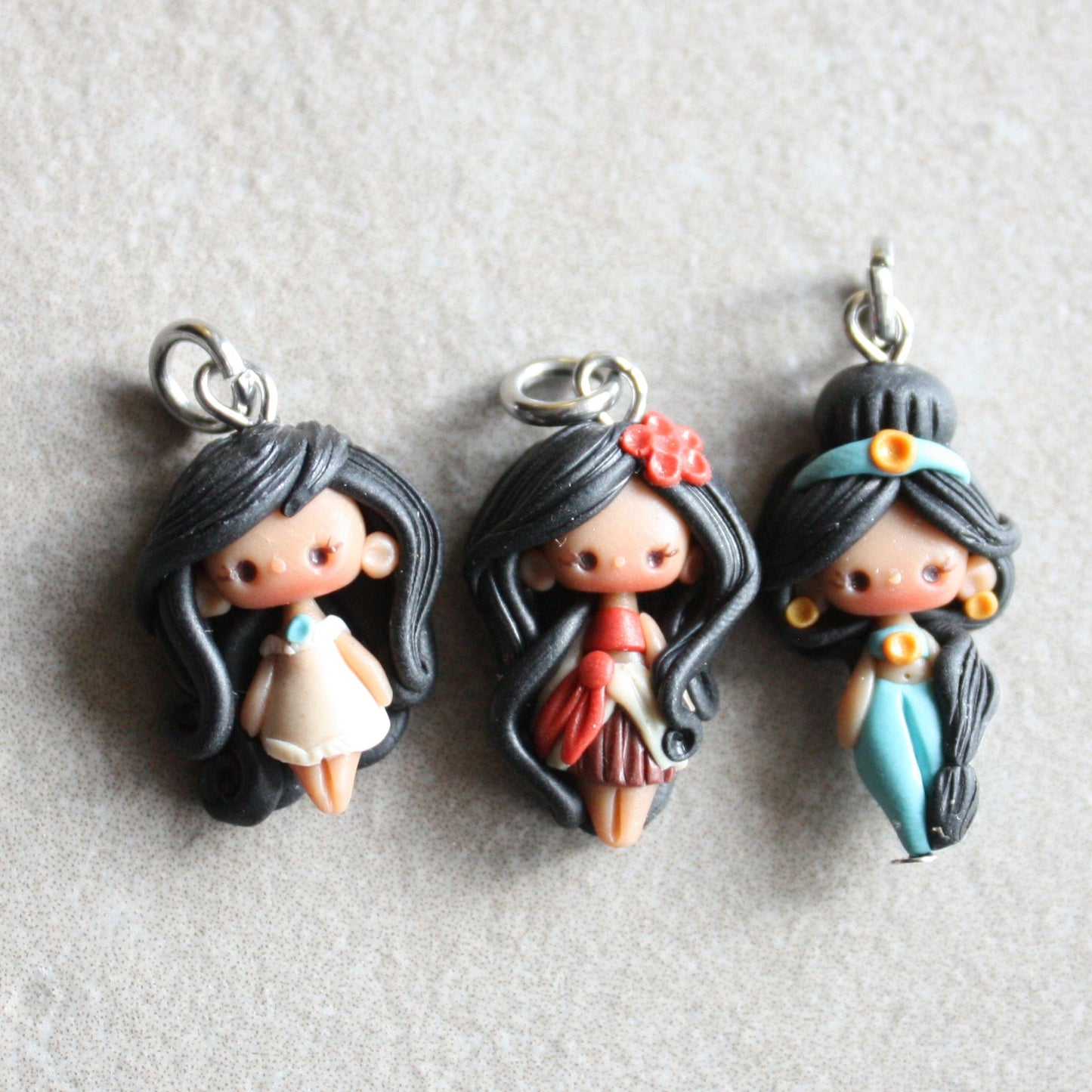 In stock! Jasmine, Moana, and Pocahontas charms