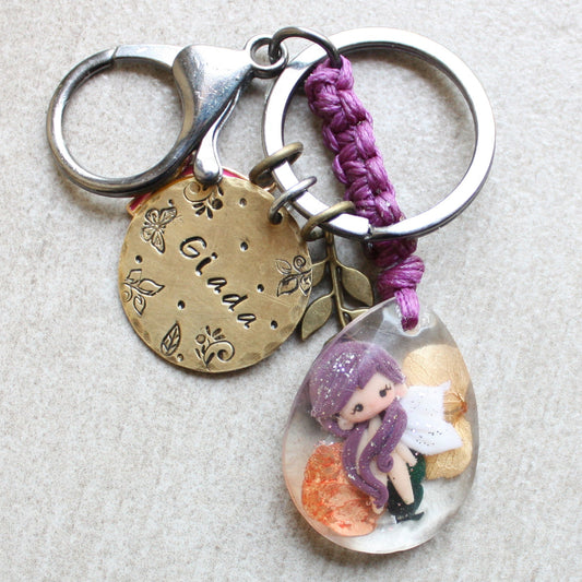 Bag Charm or Keychain with a Tiny Fairy VIII

