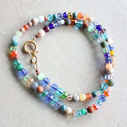 Summer Necklace with Colorful Beads and Gemstones