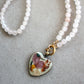 Romantic White Stone Necklace with Removable Heart Pendant