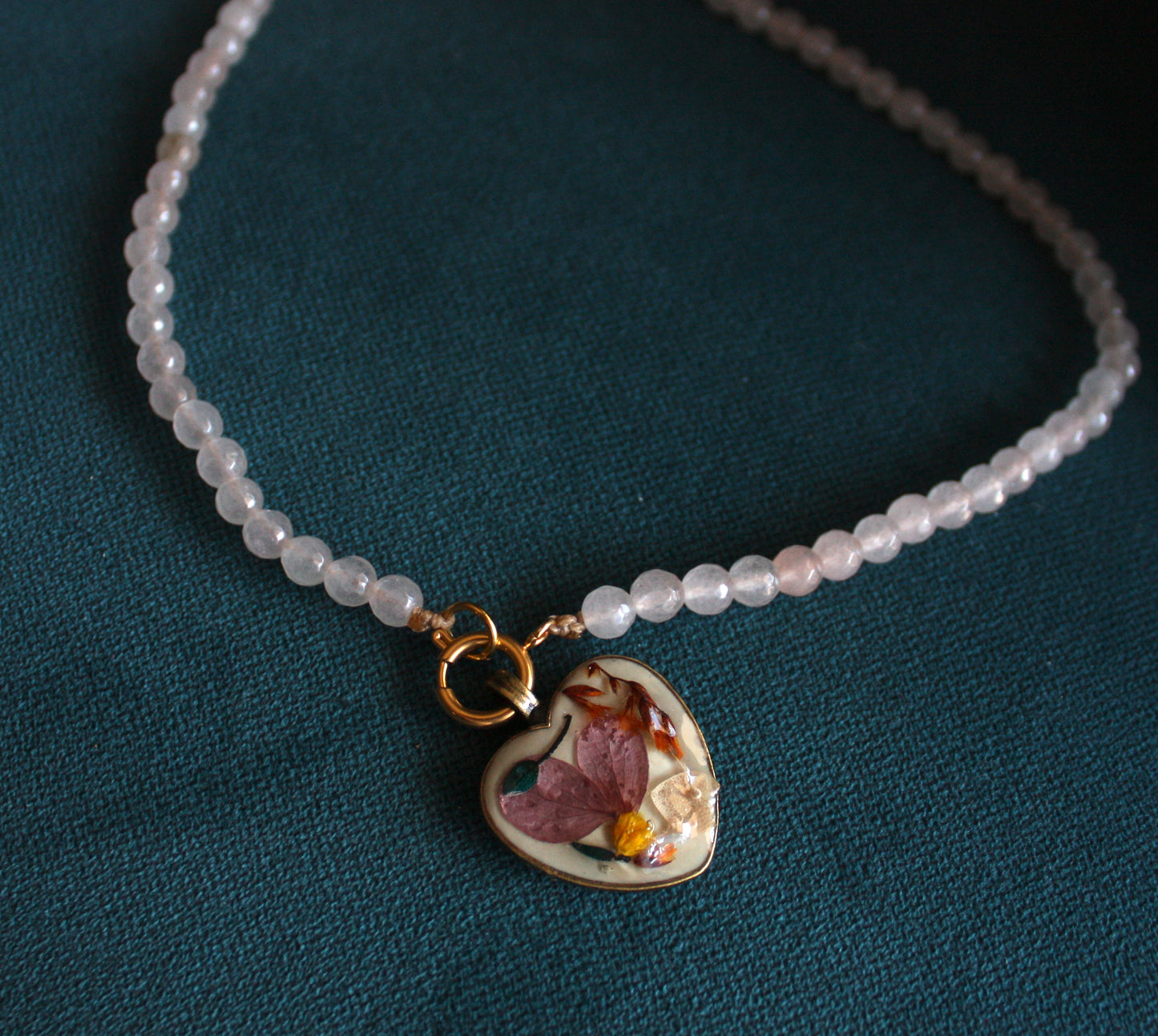 Romantic White Stone Necklace with Removable Heart Pendant