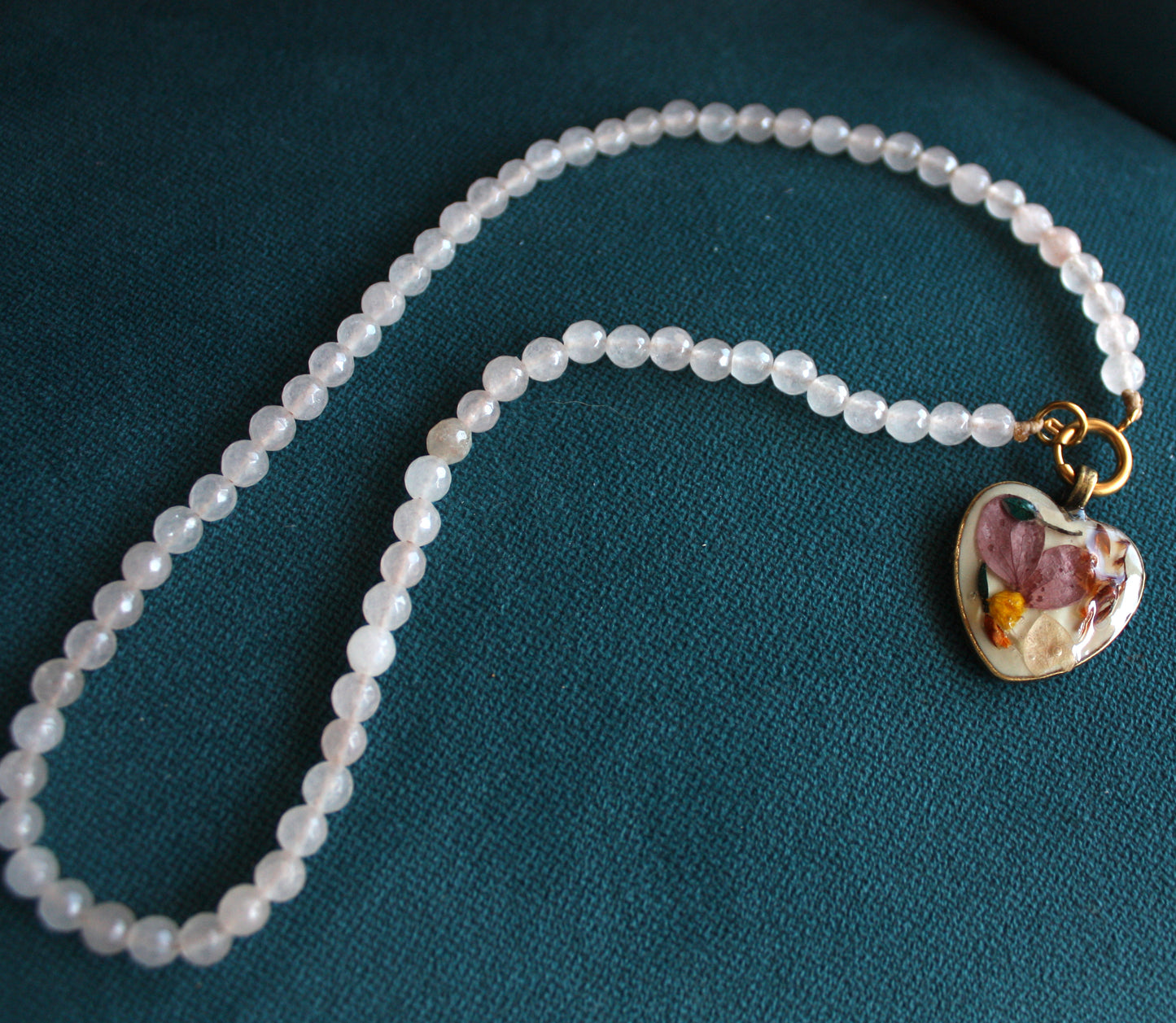 Romantic White Stone Necklace with Removable Heart Pendant