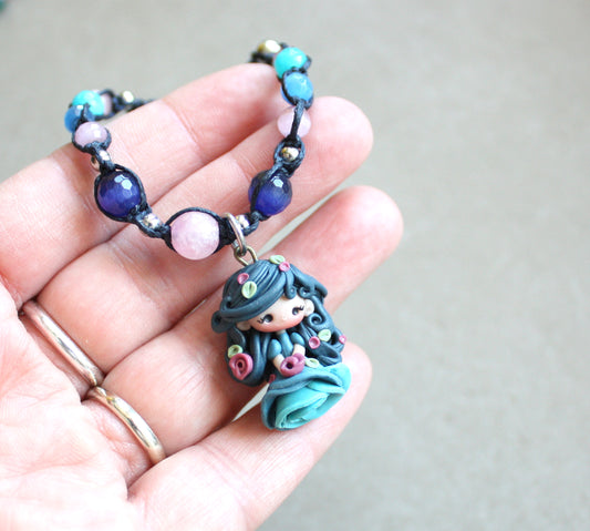 Bracciale pietre dure con ninfetta blu