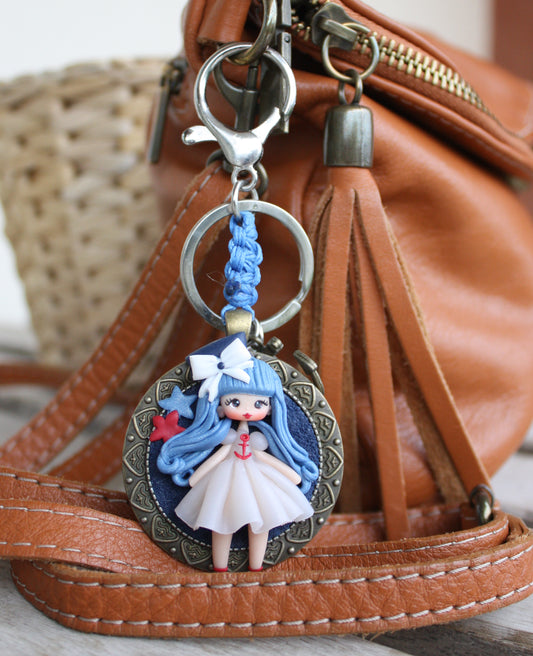 Bag charm con marinaretta – personalizzabile con iniziale