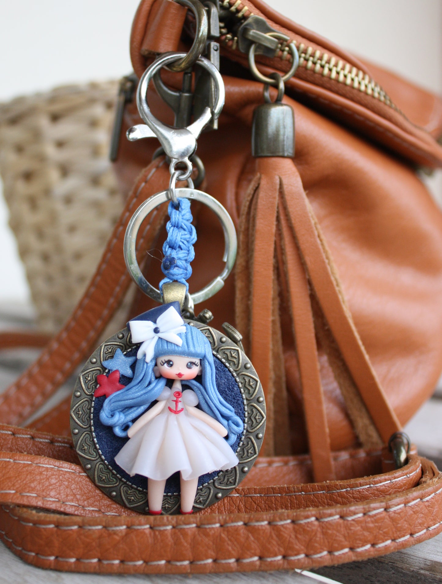 Bag charm con marinaretta – personalizzabile con iniziale