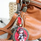 Handmade bag charm with pin-up