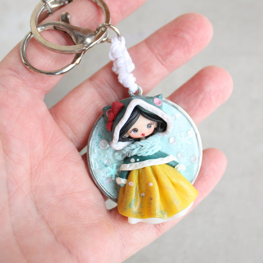 Handmade bag charm with winter Snowwhite