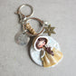 Handmade bag charm with winter Belle