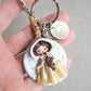 Handmade bag charm with winter Belle