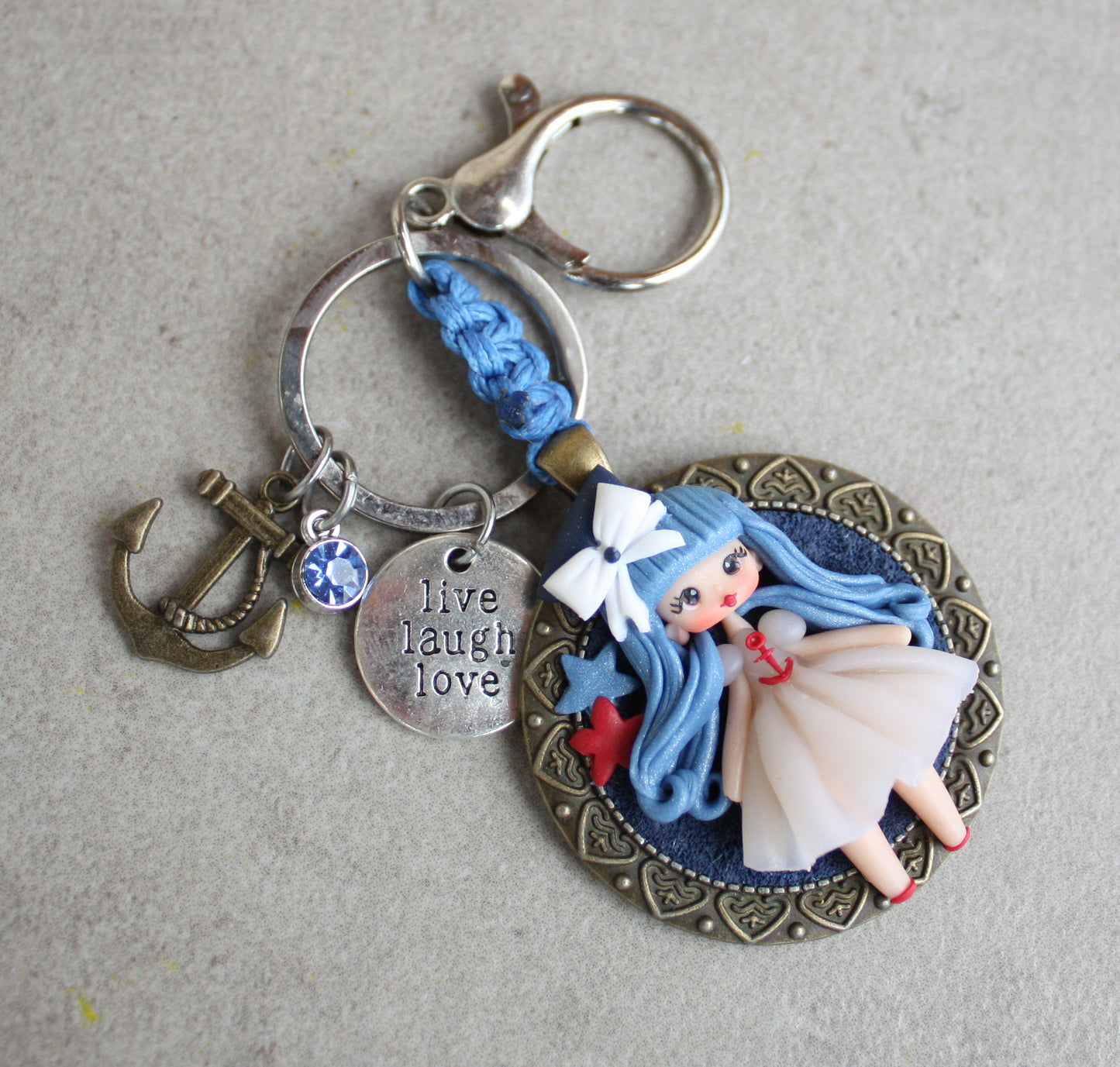 Bag charm con marinaretta – personalizzabile con iniziale