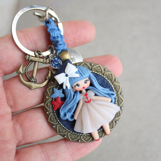 Bag charm con marinaretta – personalizzabile con iniziale