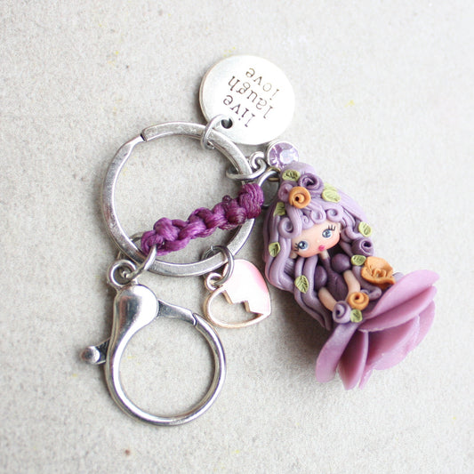 Handmade bag charm with nymph