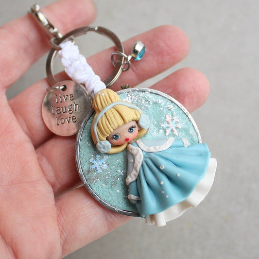Handmade bag charm with winter Cinderella