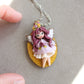 Polymer Clay Fairy Necklace - Stainless Steel Chain - ZingaraCreativa Collectible Art Doll