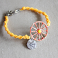 Sicilian Bracelet with Yellow Waxed Cotton & Enamel Cart Wheel Charm