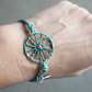 Sicilian Macramé Bracelet with Blue & Green Waxed Cotton and Enamel Cart Wheel
