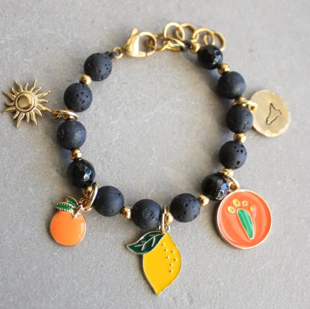 Bracciale Sicilia con perline in pietra lavica