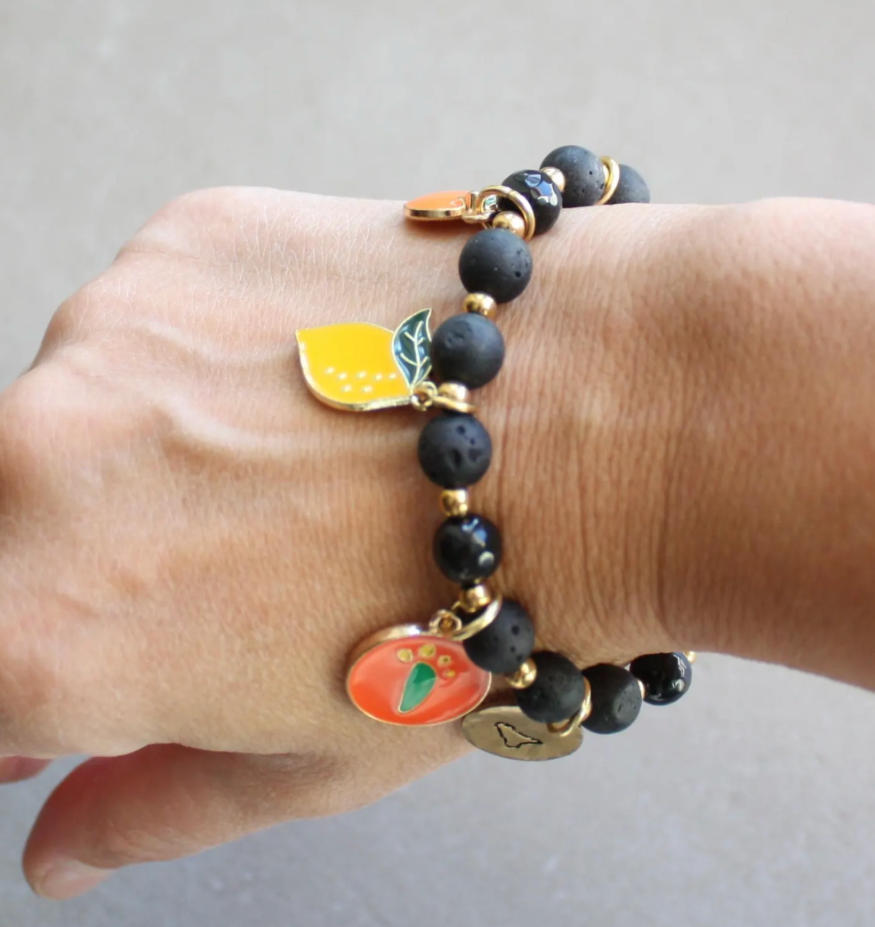 Bracciale Sicilia con perline in pietra lavica