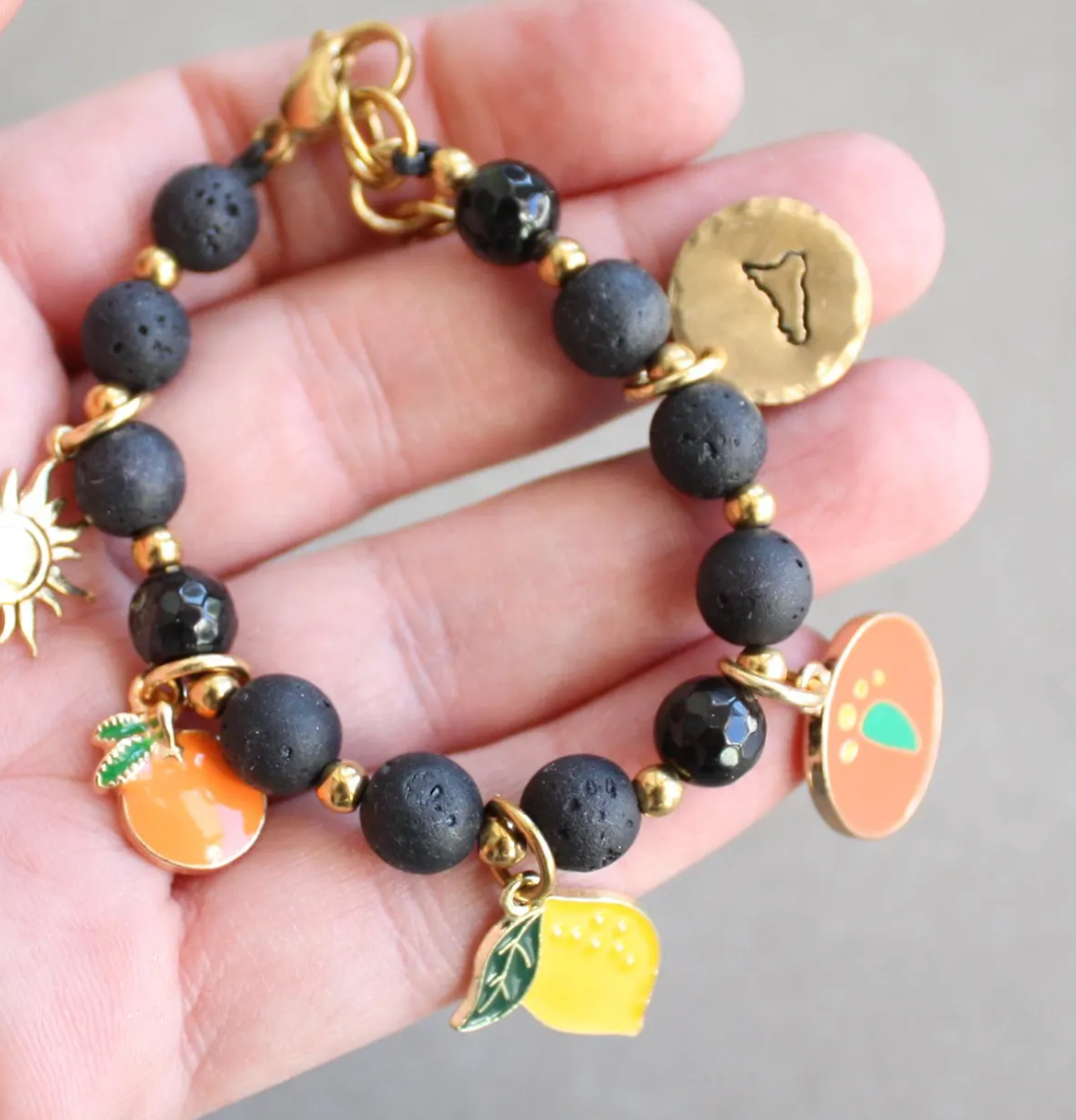 Bracciale Sicilia con perline in pietra lavica