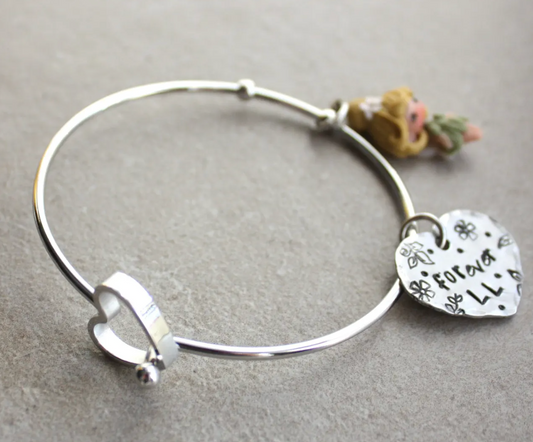 Openable Stainless Steel Bangle with Handmade Princess and Custom Name