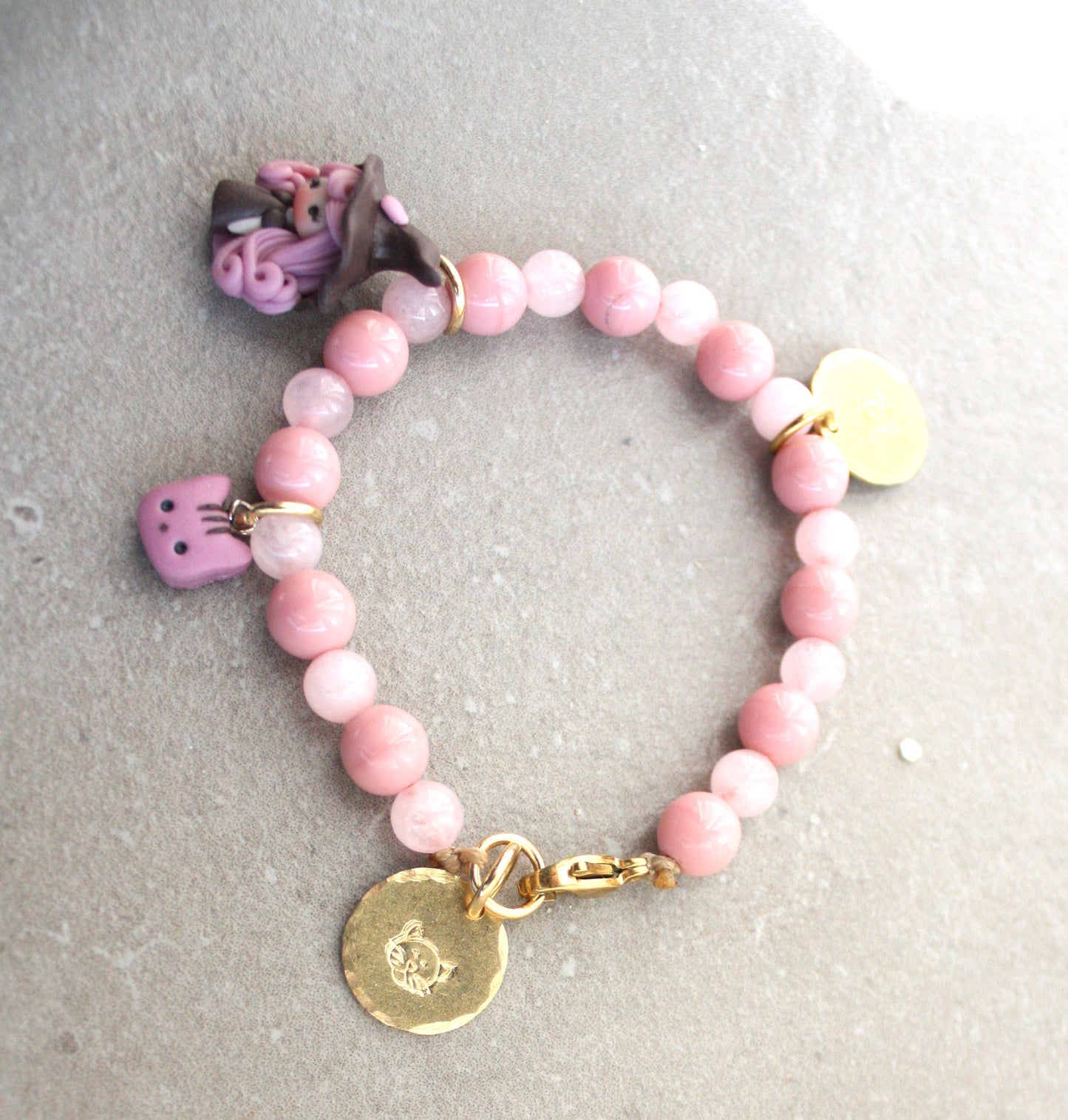 Bracciale pietre rosa e streghetta