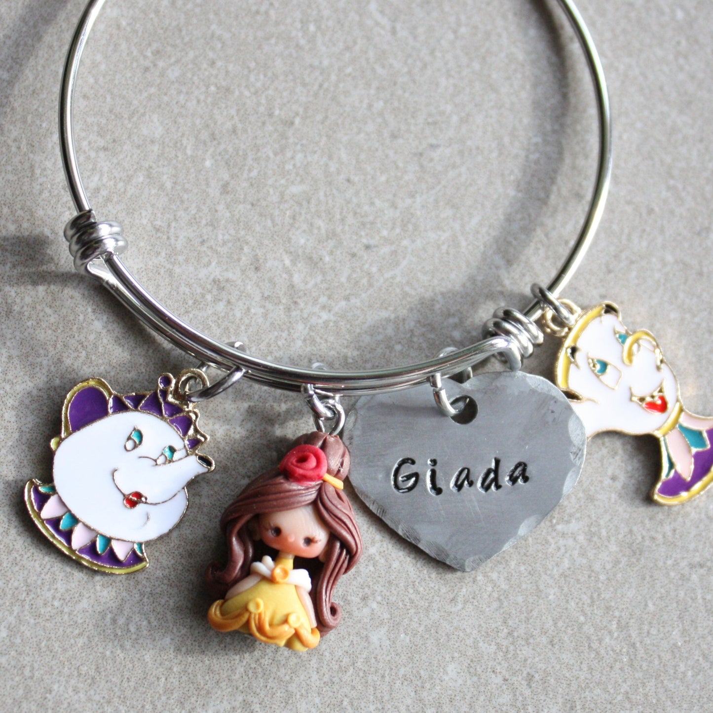 Bangle with Belle and a personalized name