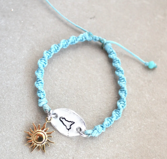 bracciale sicilia con sole e cordino azzurro