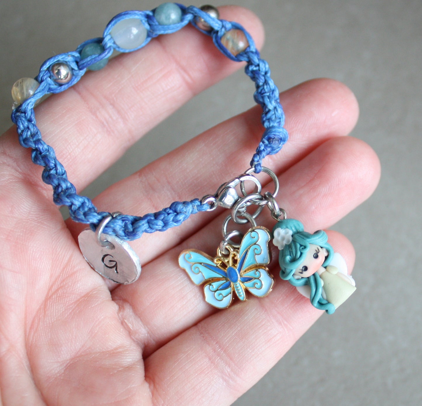 Bracciale azzurro regolabile  macramè