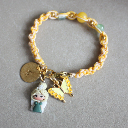 Bracciale giallo regolabile  macramè