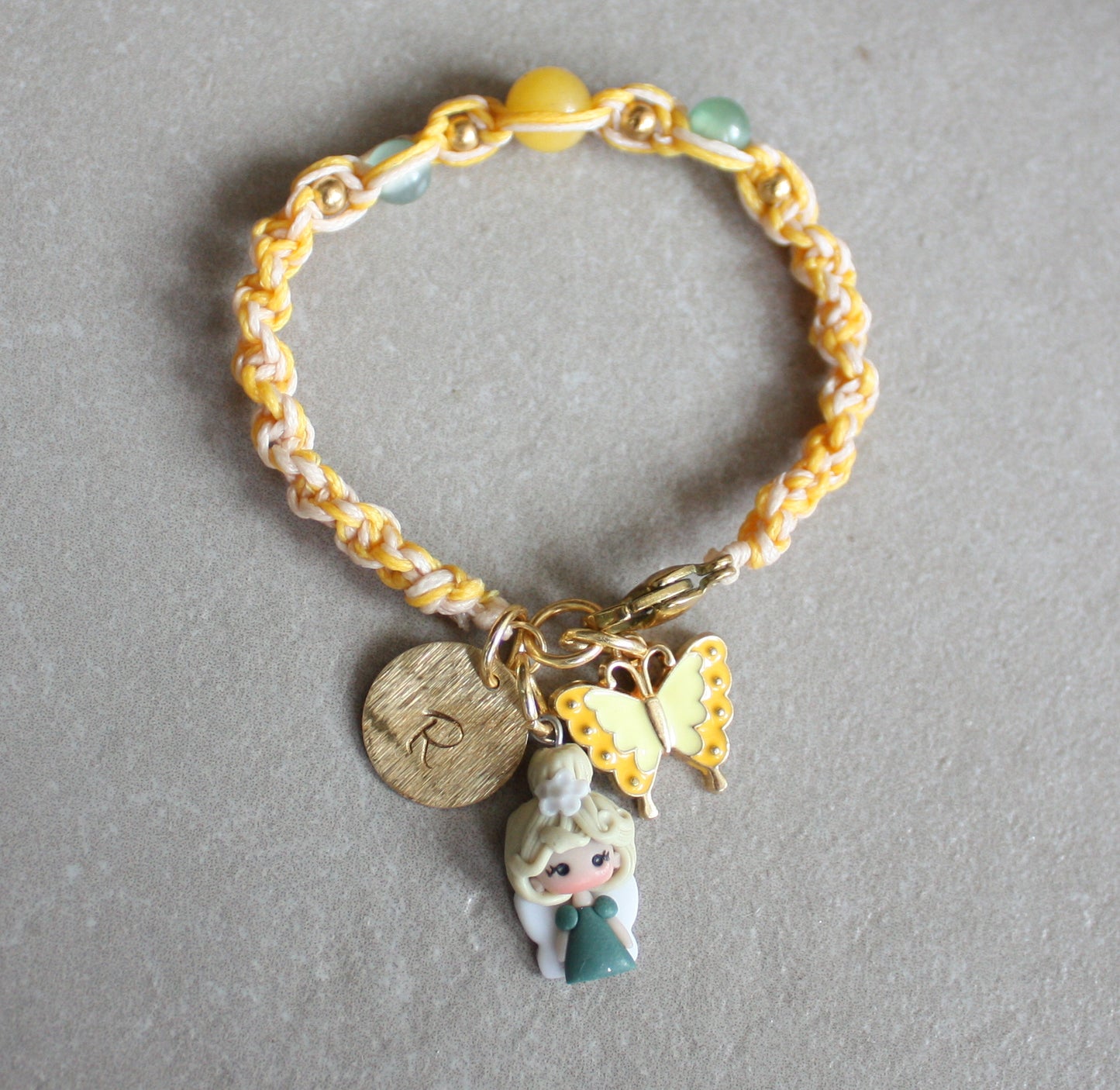 Bracciale giallo regolabile  macramè
