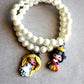 Elastic Bracelet with Beads and Polymer Clay Charm