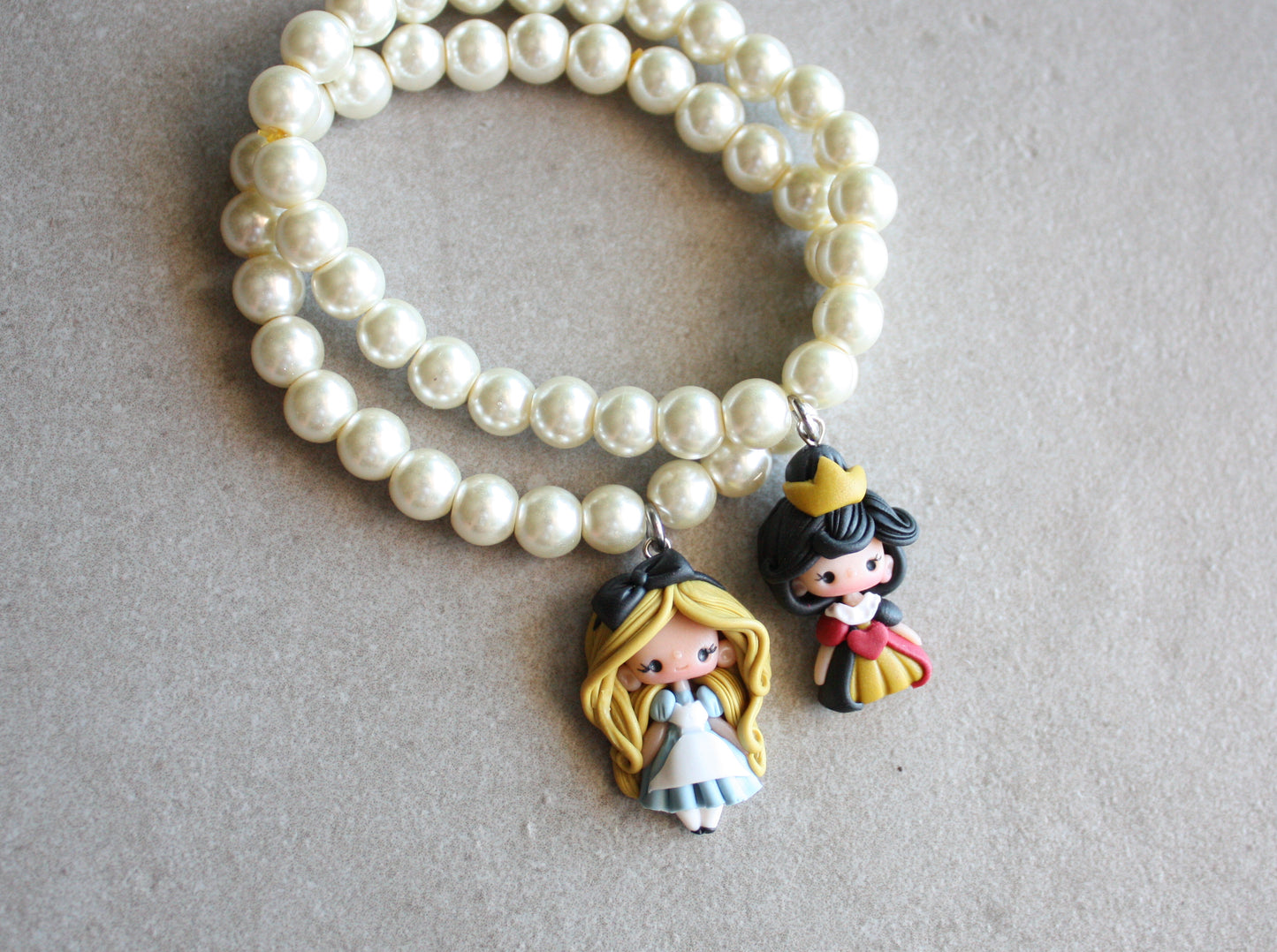 Elastic Bracelet with Beads and Polymer Clay Charm