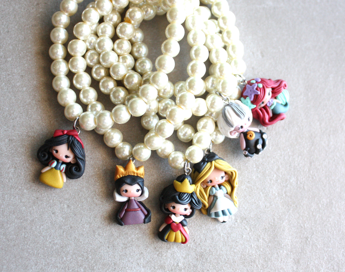Elastic Bracelet with Beads and Polymer Clay Charm