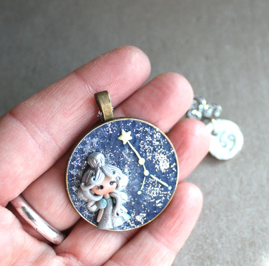 Collana Zodiacale Cancro – Fatina Costellazione e Simbolo Inciso