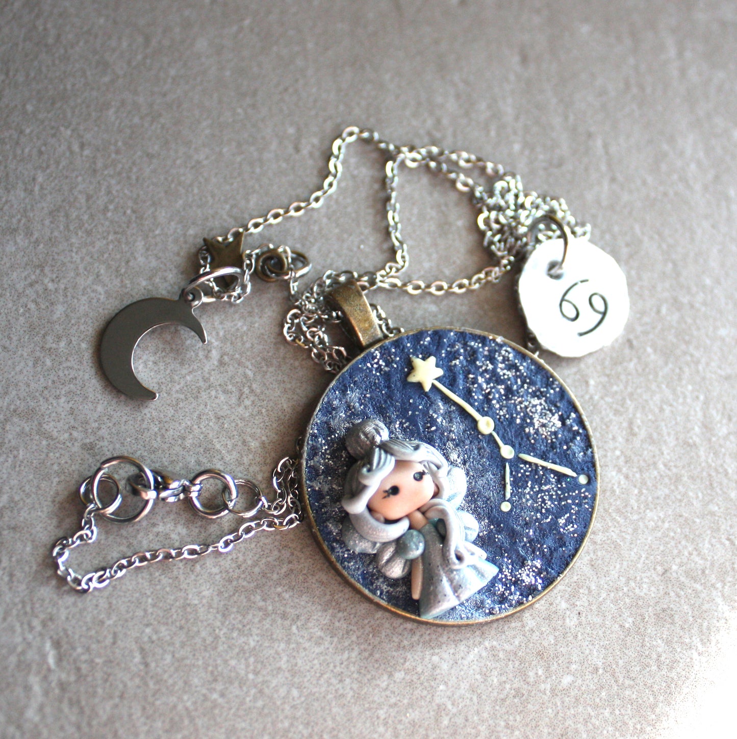 Collana Zodiacale Cancro – Fatina Costellazione e Simbolo Inciso