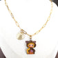 Gold stainless steel necklace with petdoll and initial