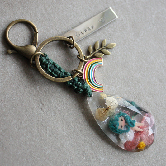 Bag Charm or Keychain with a Tiny Fairy VI

