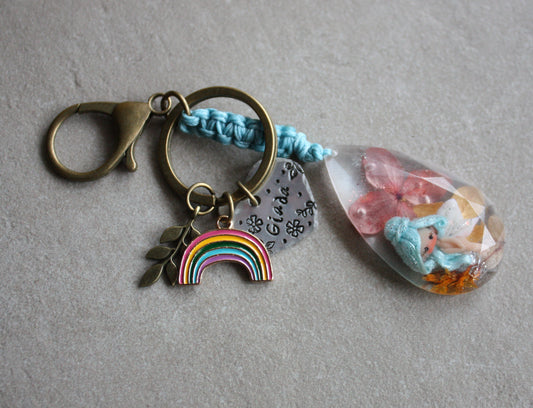 Bag Charm or Keychain with a Tiny Fairy

