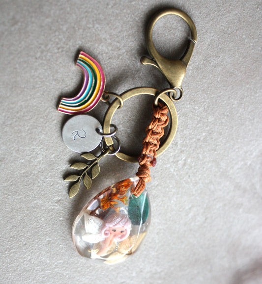 Bag Charm or Keychain with a Tiny Fairy

