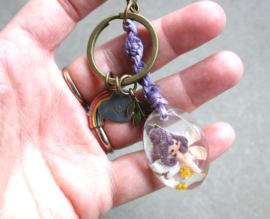 Bag Charm or Keychain with a Tiny Fairy IV

