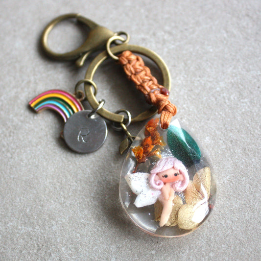 Bag Charm or Keychain with a Tiny Fairy

