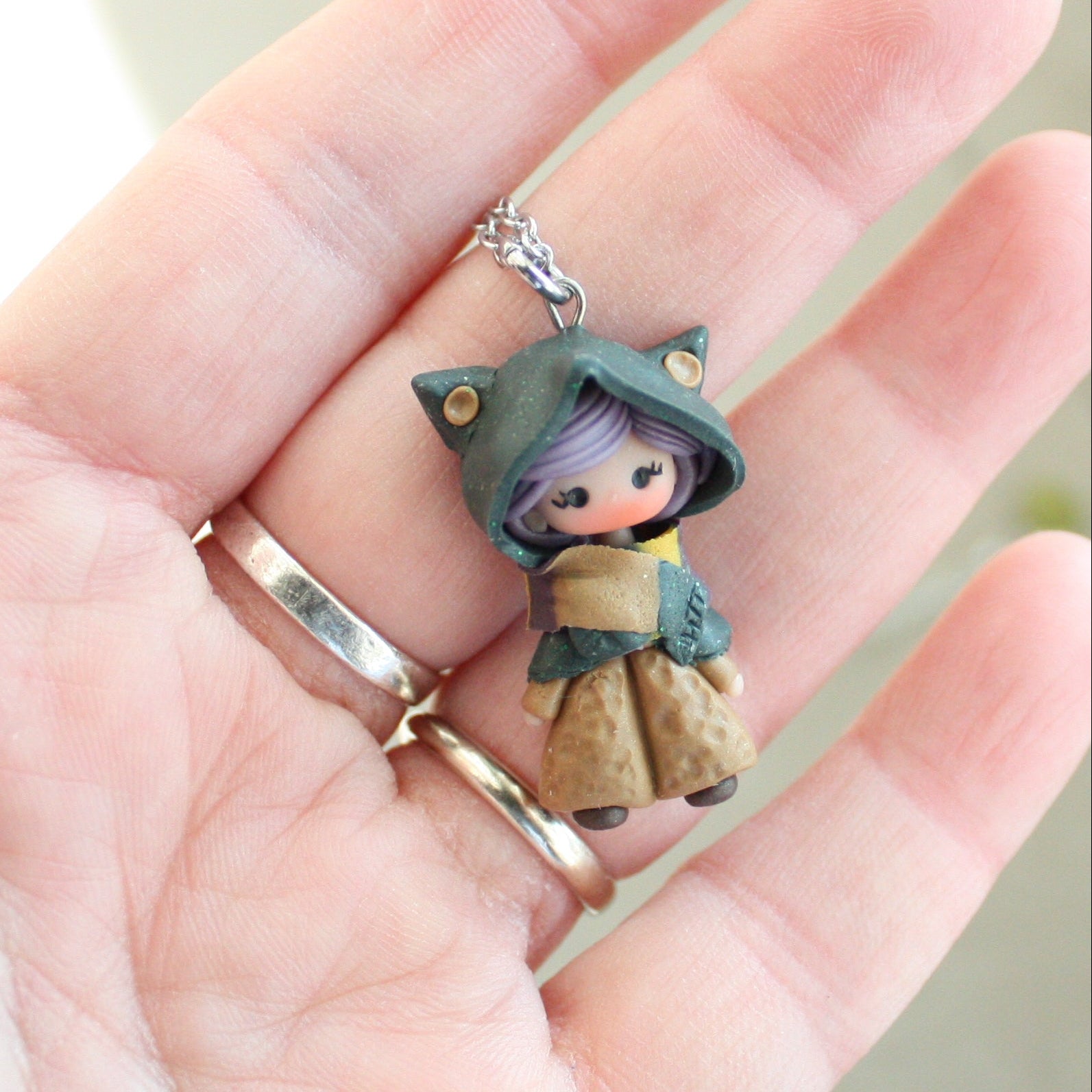 collana bambola gatto fimo