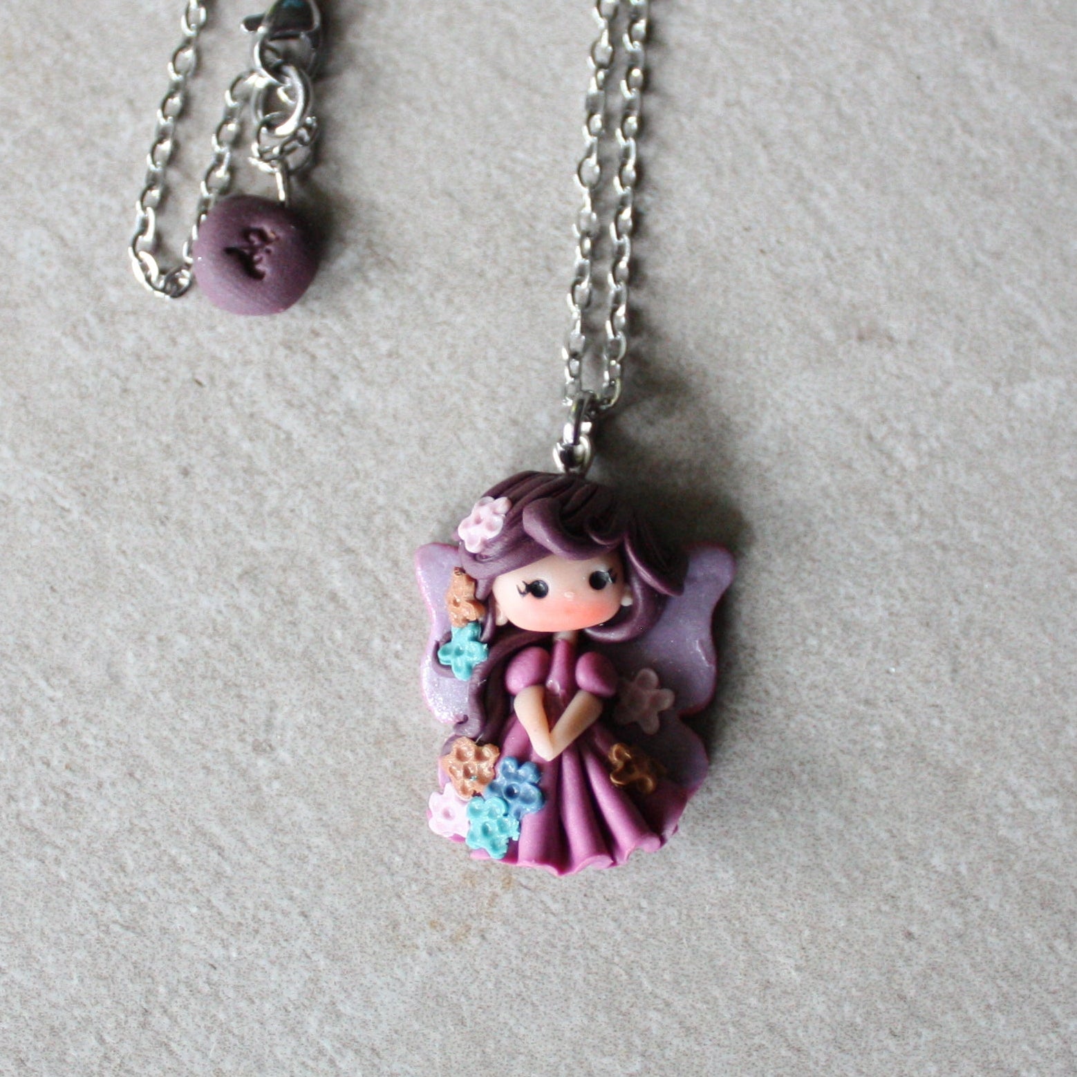 collana fatina fimo viola